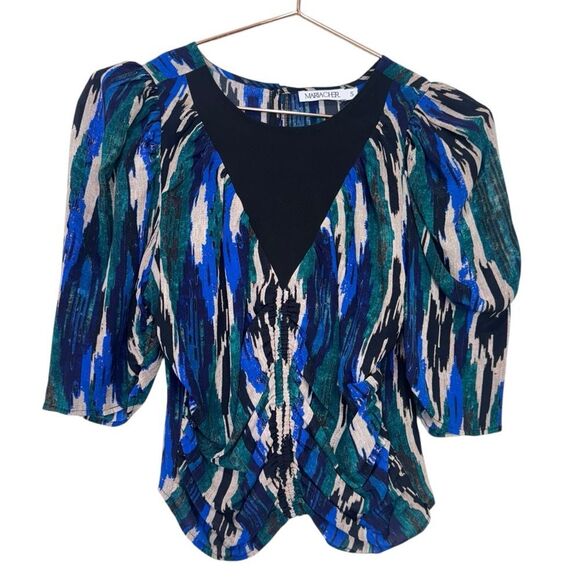 NEW Maria Cher Noia Abstract Silk Blouse Size Small - Picture 1 of 6